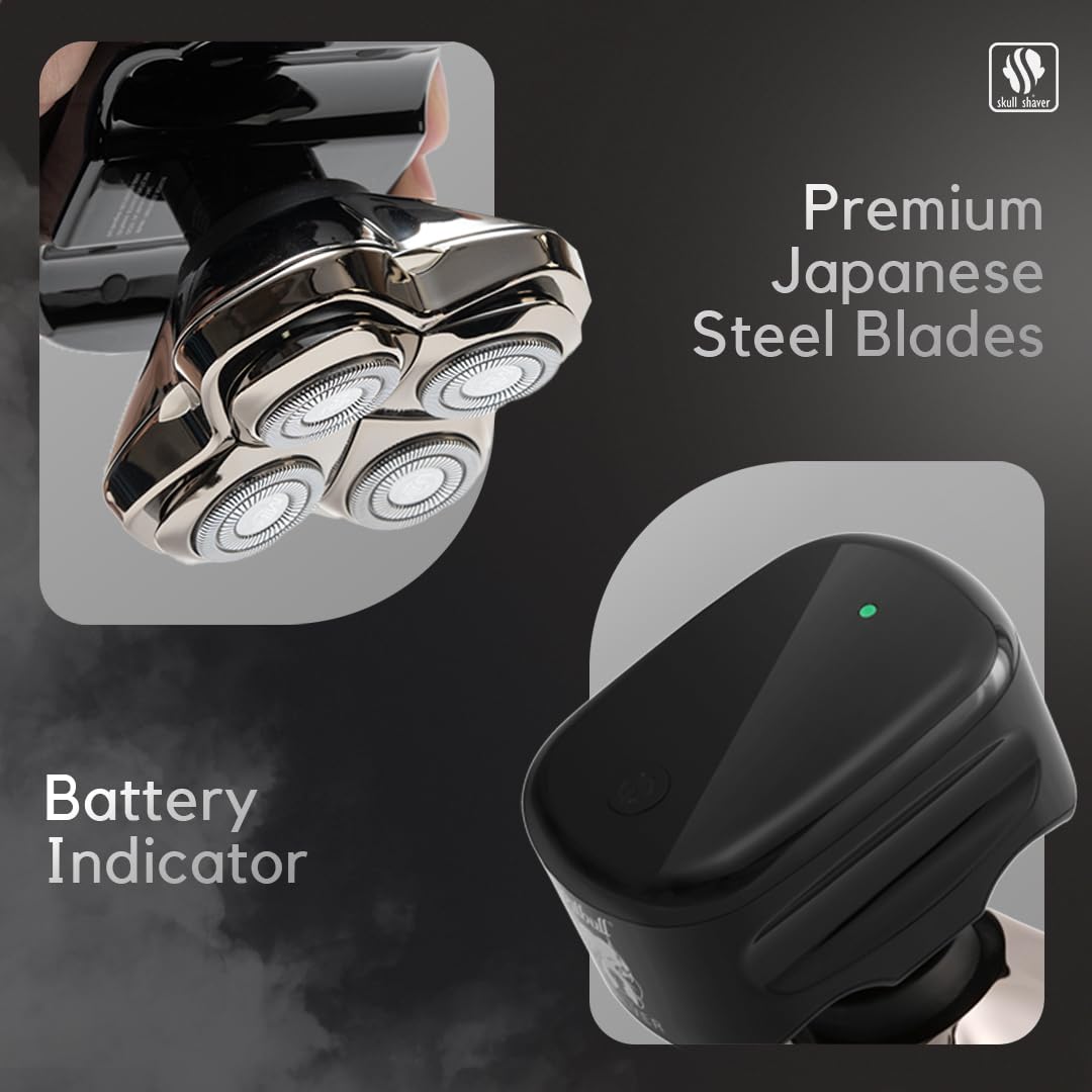 Skull Shaver Pitbull Silver PRO in-use showing ergonomic grip and smooth glide.