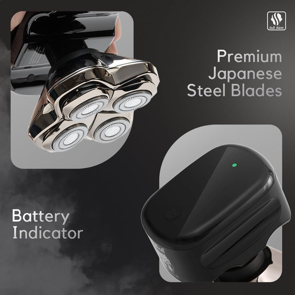 Skull Shaver Pitbull Silver PRO in-use showing ergonomic grip and smooth glide.