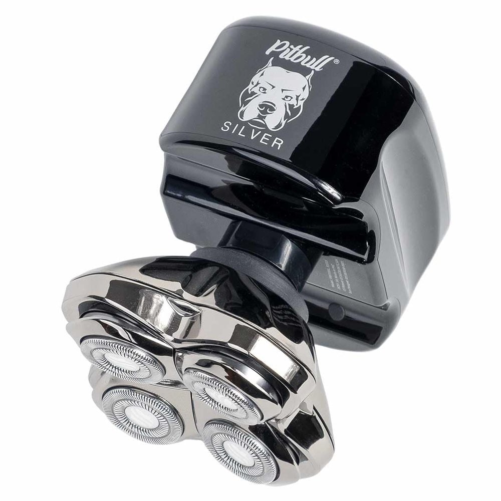 Skull Shaver Pitbull Silver PRO SX5 closeup blade for fast, clean shaving.