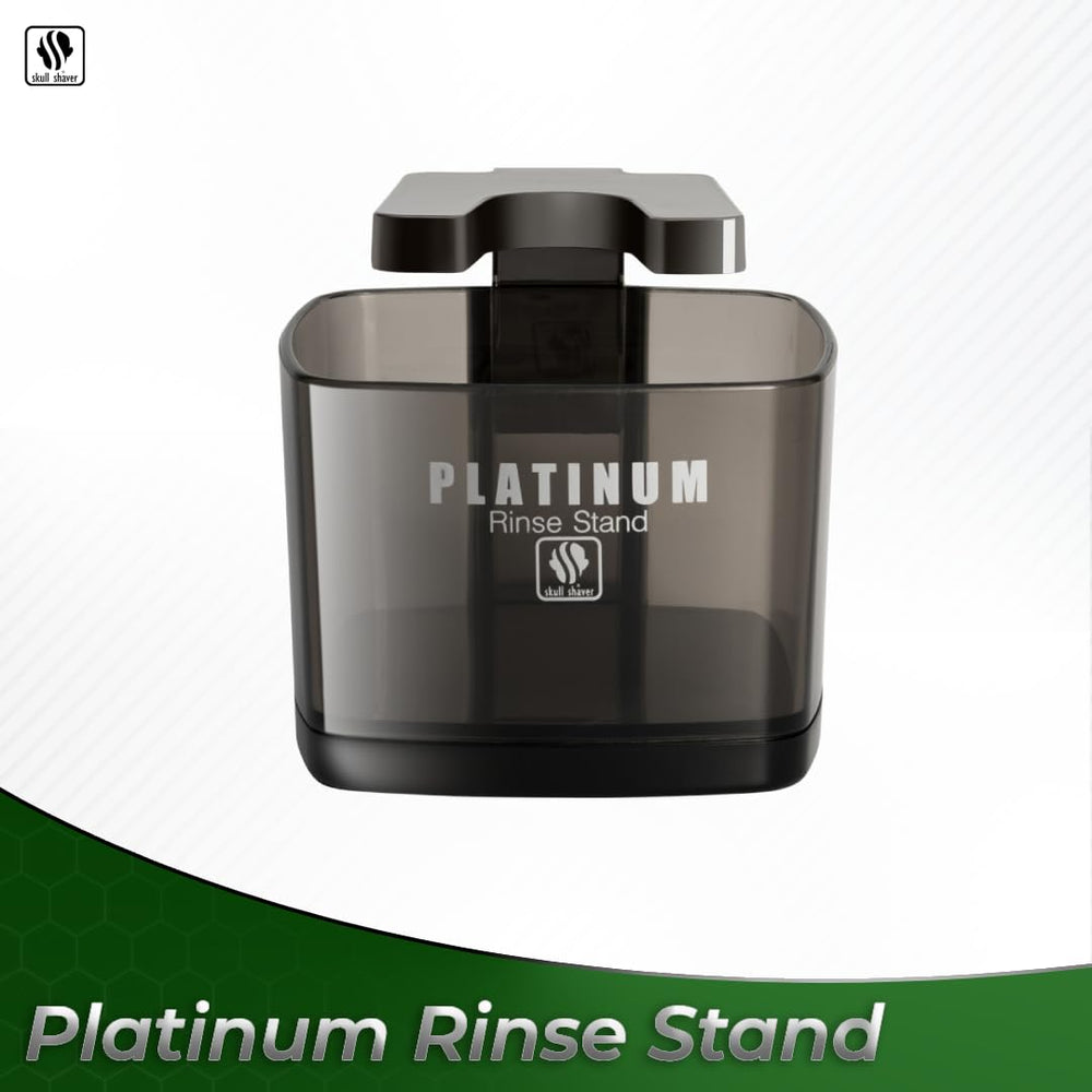 Skull Shaver Platinum Rinse Stand promotes shaver longevity through regular cleaning