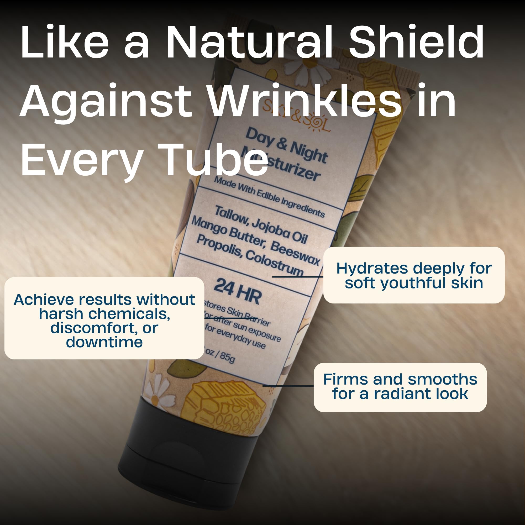 Sky and Sol Everything Cream being applied to the face in a gentle routine.