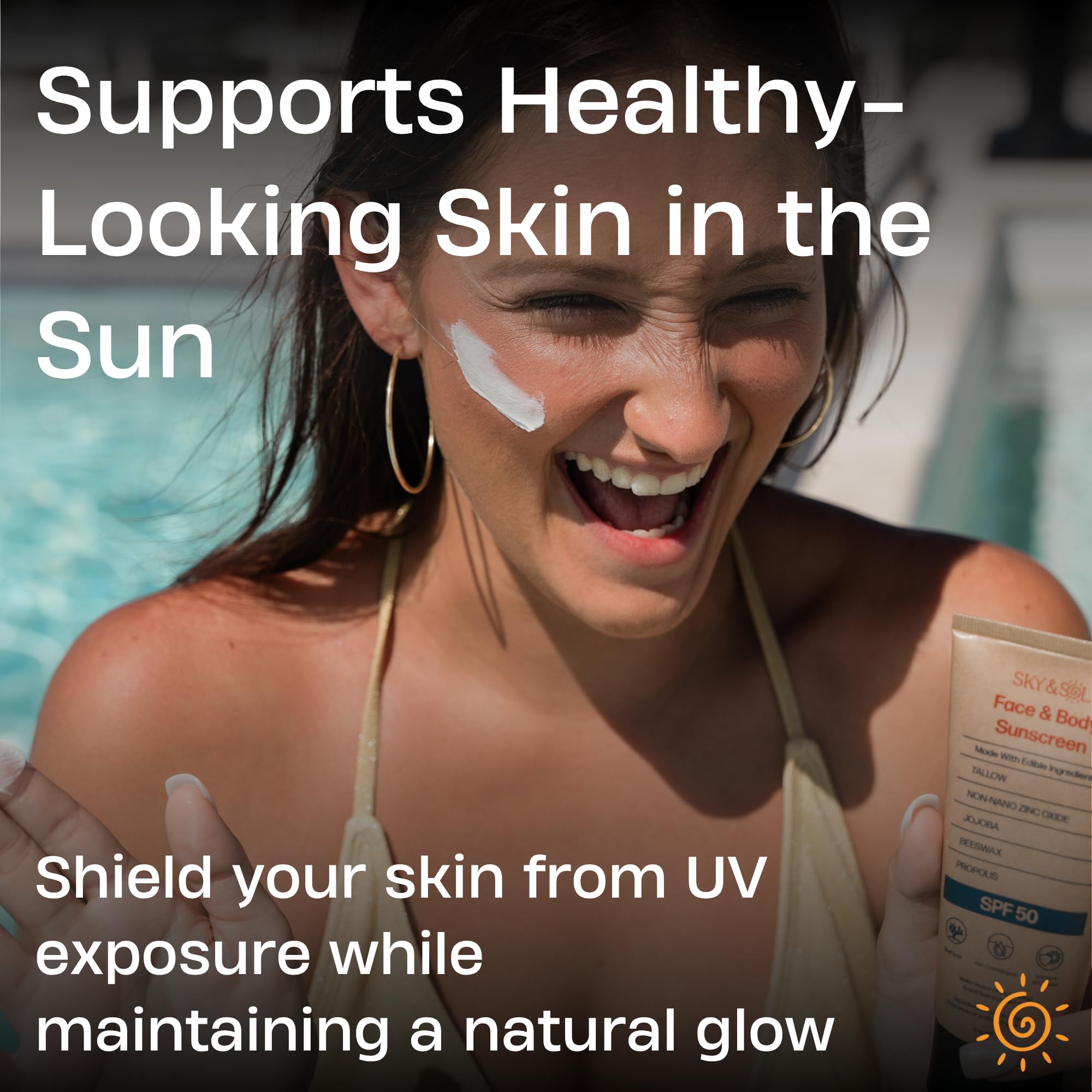 Beef tallow ingredient graphic for Sky and Sol sunscreen.