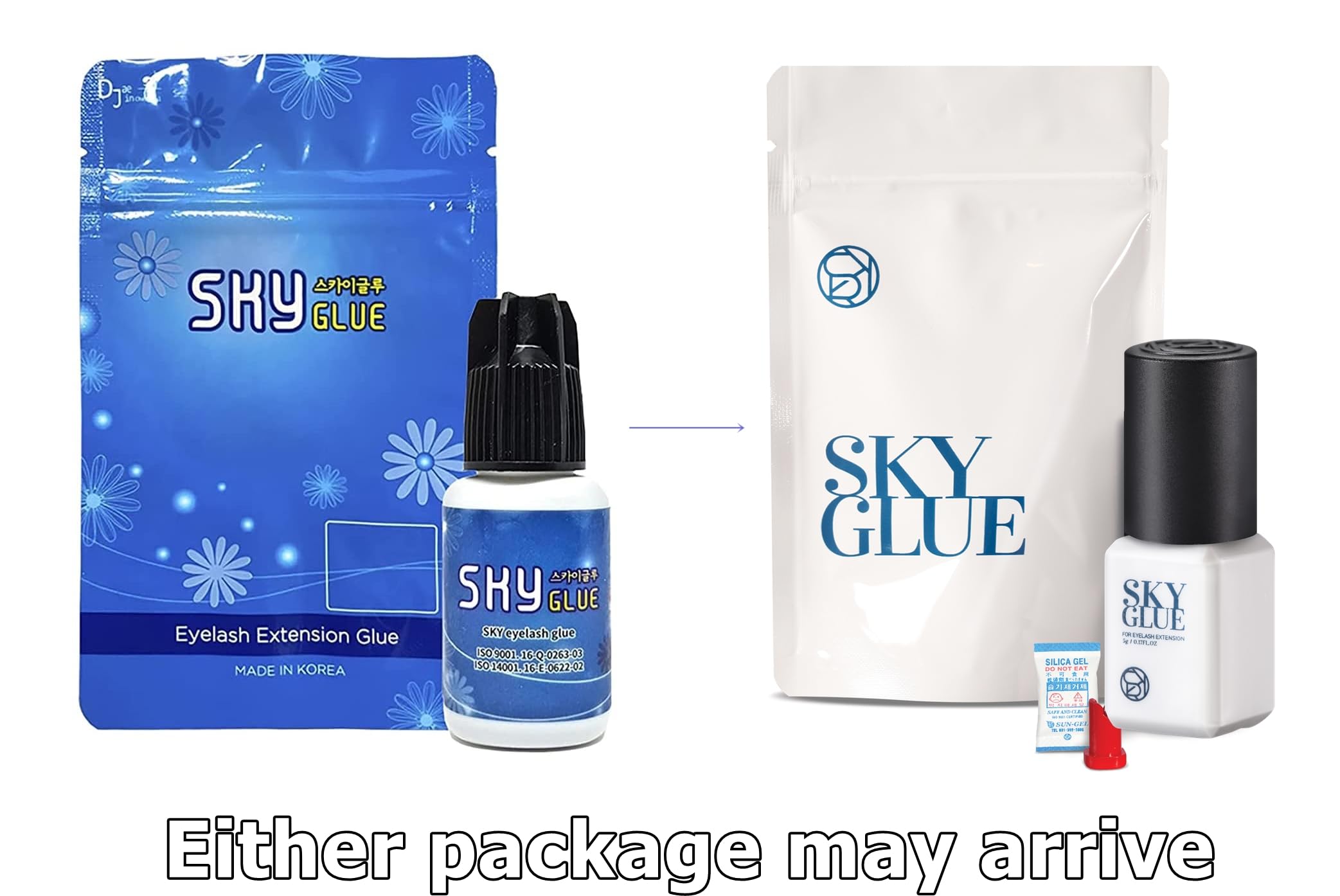 Sky D strong black adhesive close-up shows quick-dry capability for efficient lash placement.
