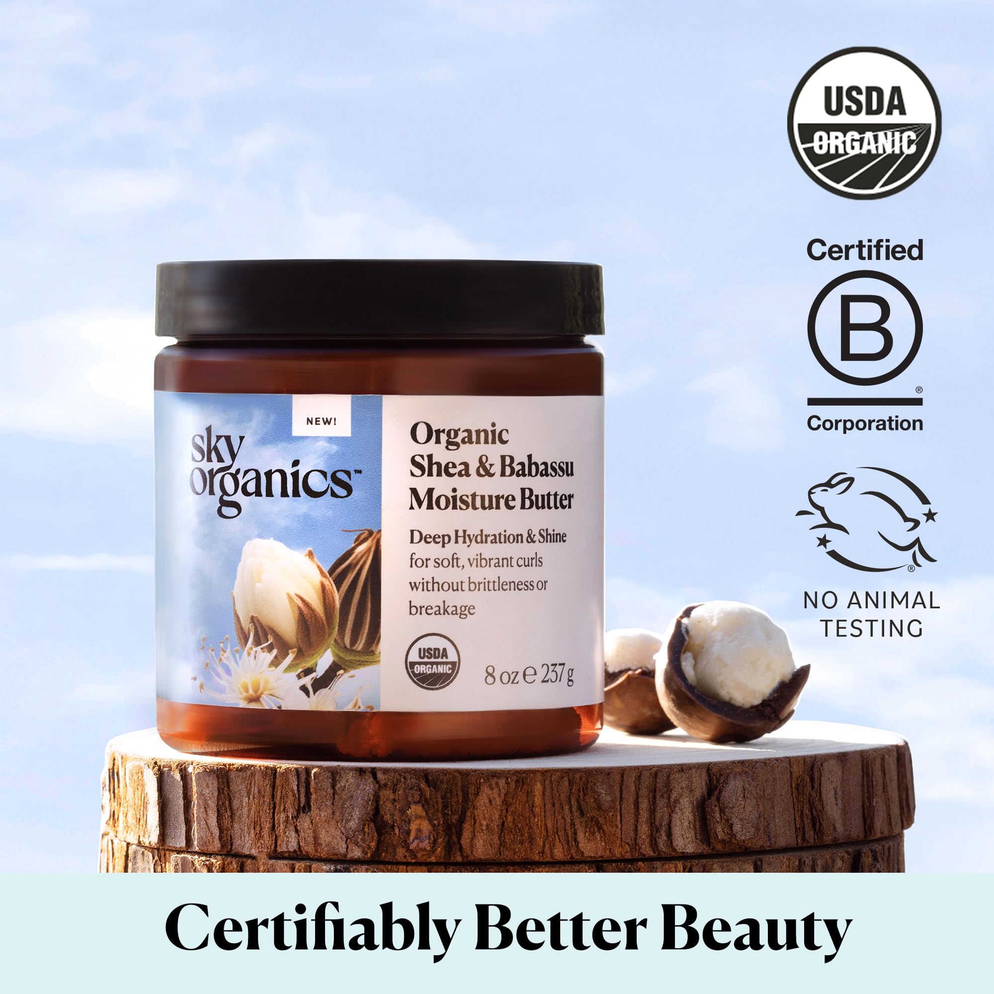 Sky Organics butter helps tame frizz and adds natural shine