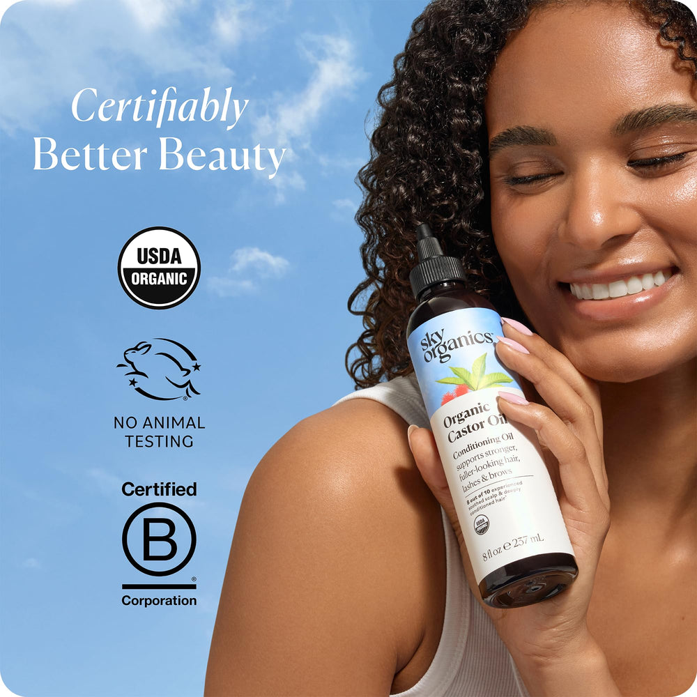 Sky Organics castor oil face skincare scene for acne-prone skin care