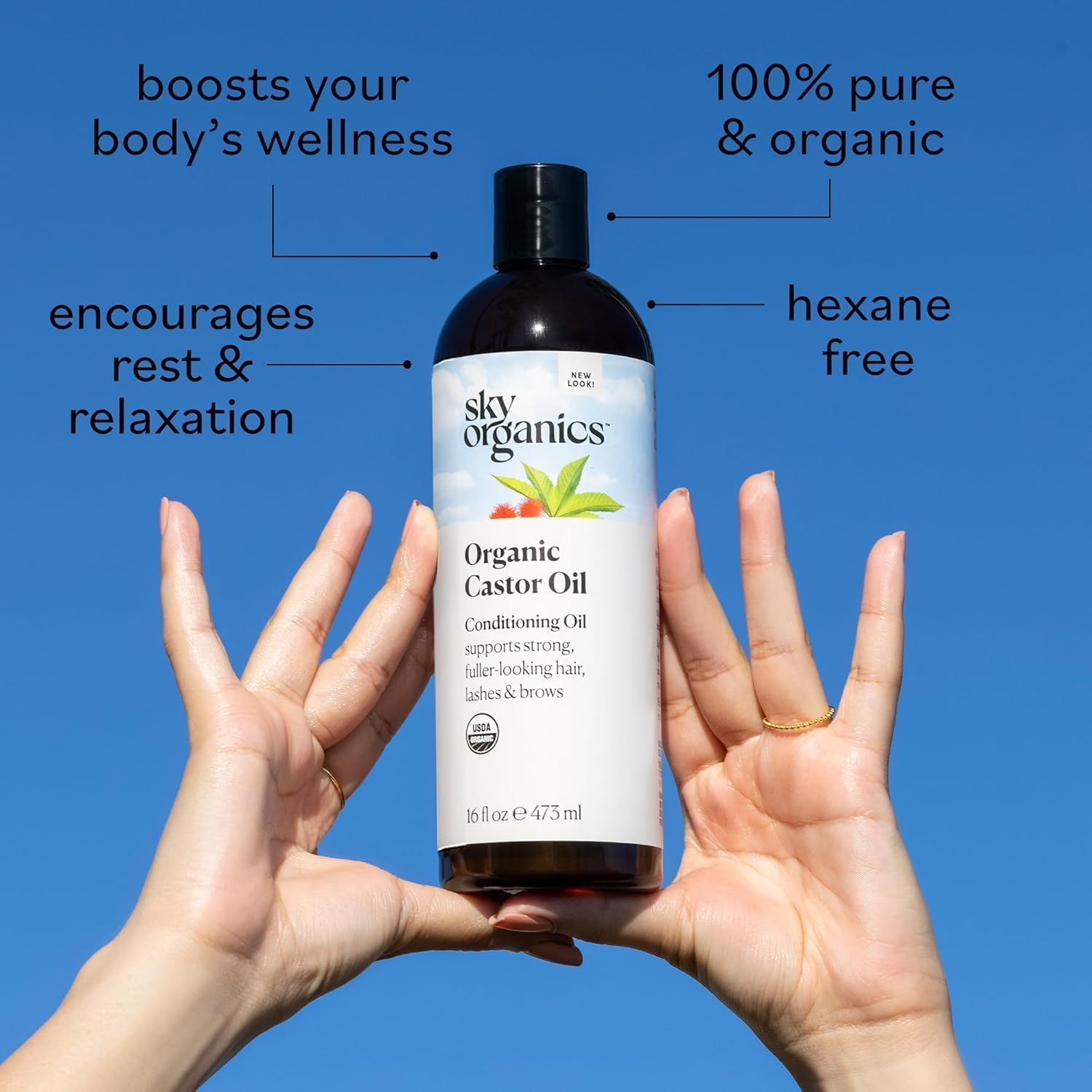 Sky Organics castor oil hair brows use for fuller appearance