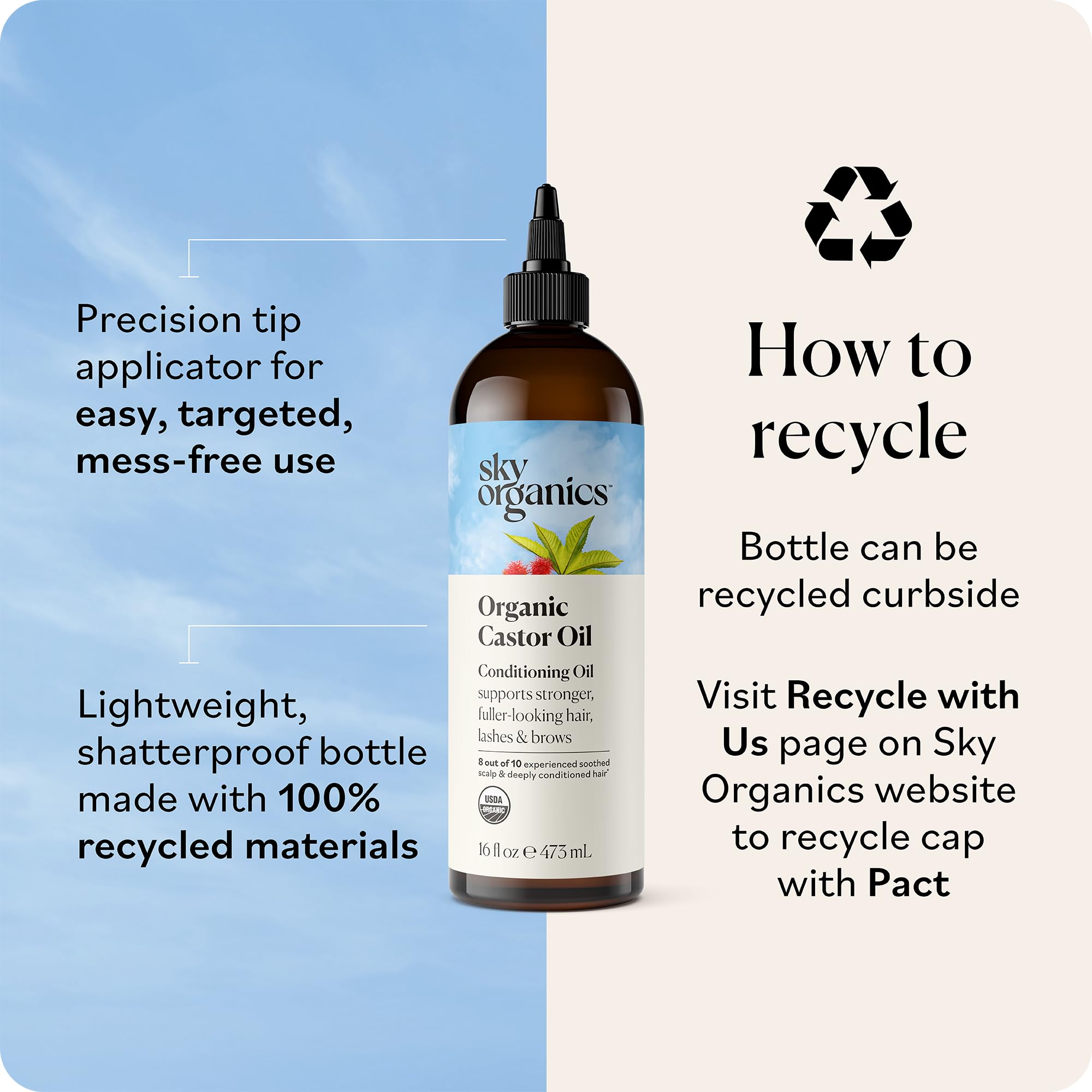 Sky Organics castor oil pump application demonstrating easy daytime use