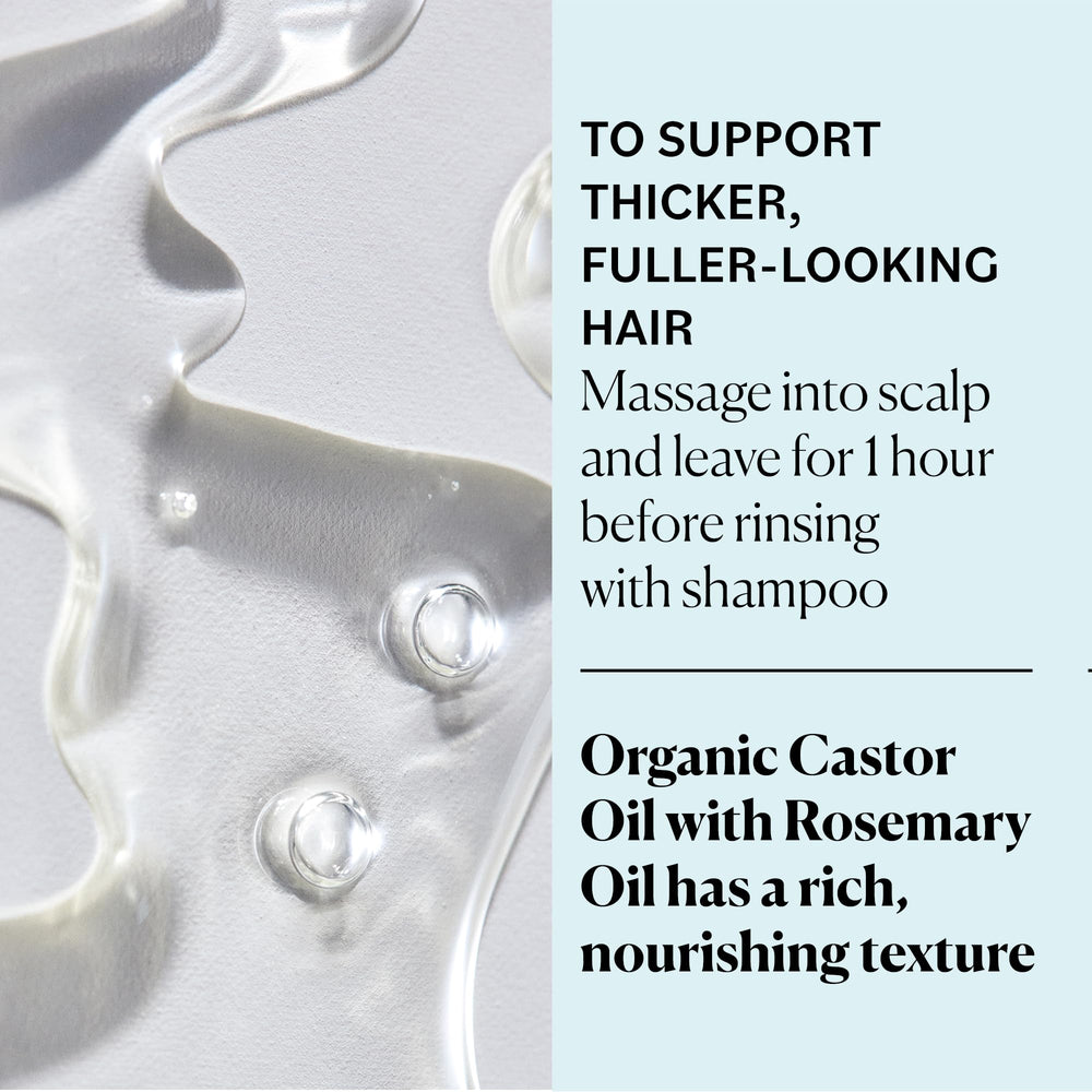 Hair strands with Sky Organics Castor Oil Rosemary for smoother texture