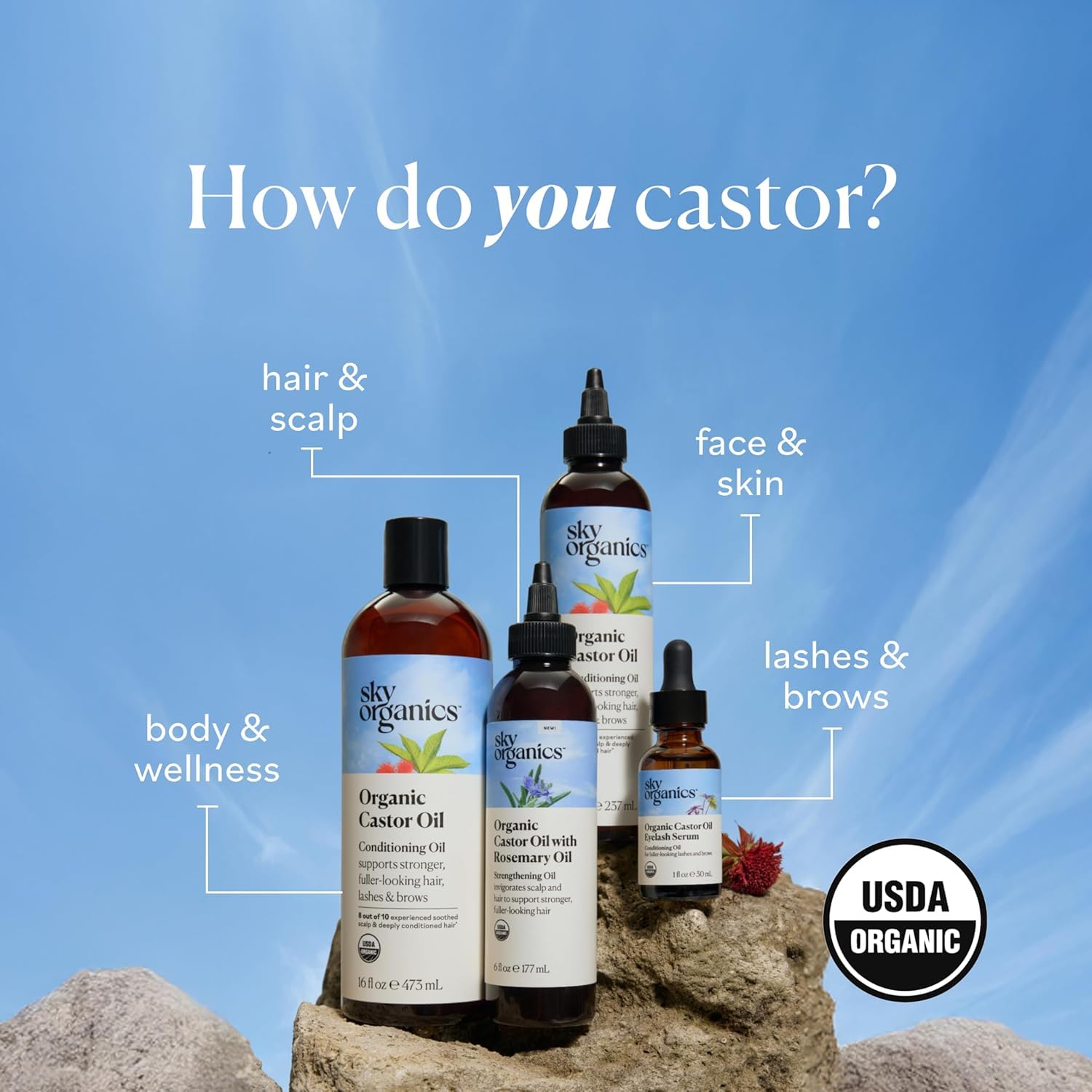Sky Organics castor oil storage bottle for ongoing wellness routine