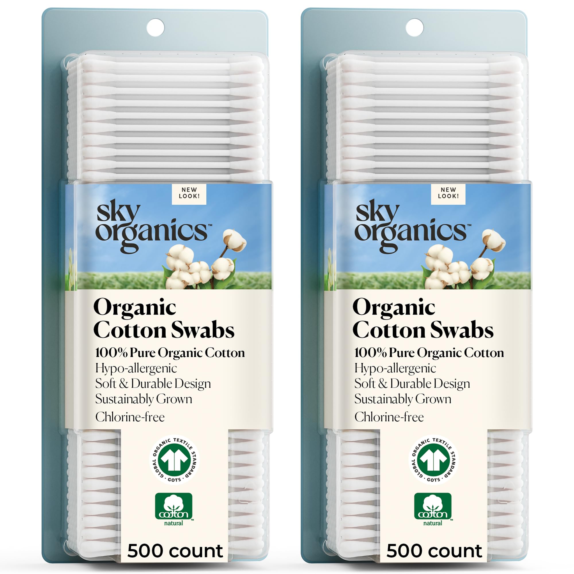 Sky Organics cotton-swabs-pack-outer view showing bulk pack for everyday care.