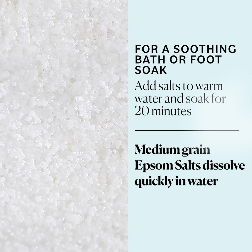 Foot soak with Sky Organics Epsom Salt softens and refreshes tired feet.