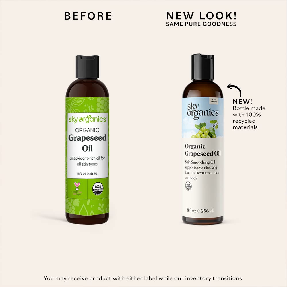 Sky Organics Grapeseed Oil label highlights organic and vegan credentials