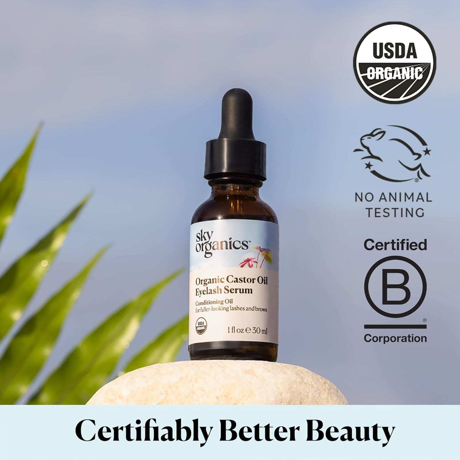 Sky Organics hexane-free oil supports brow fullness over time.