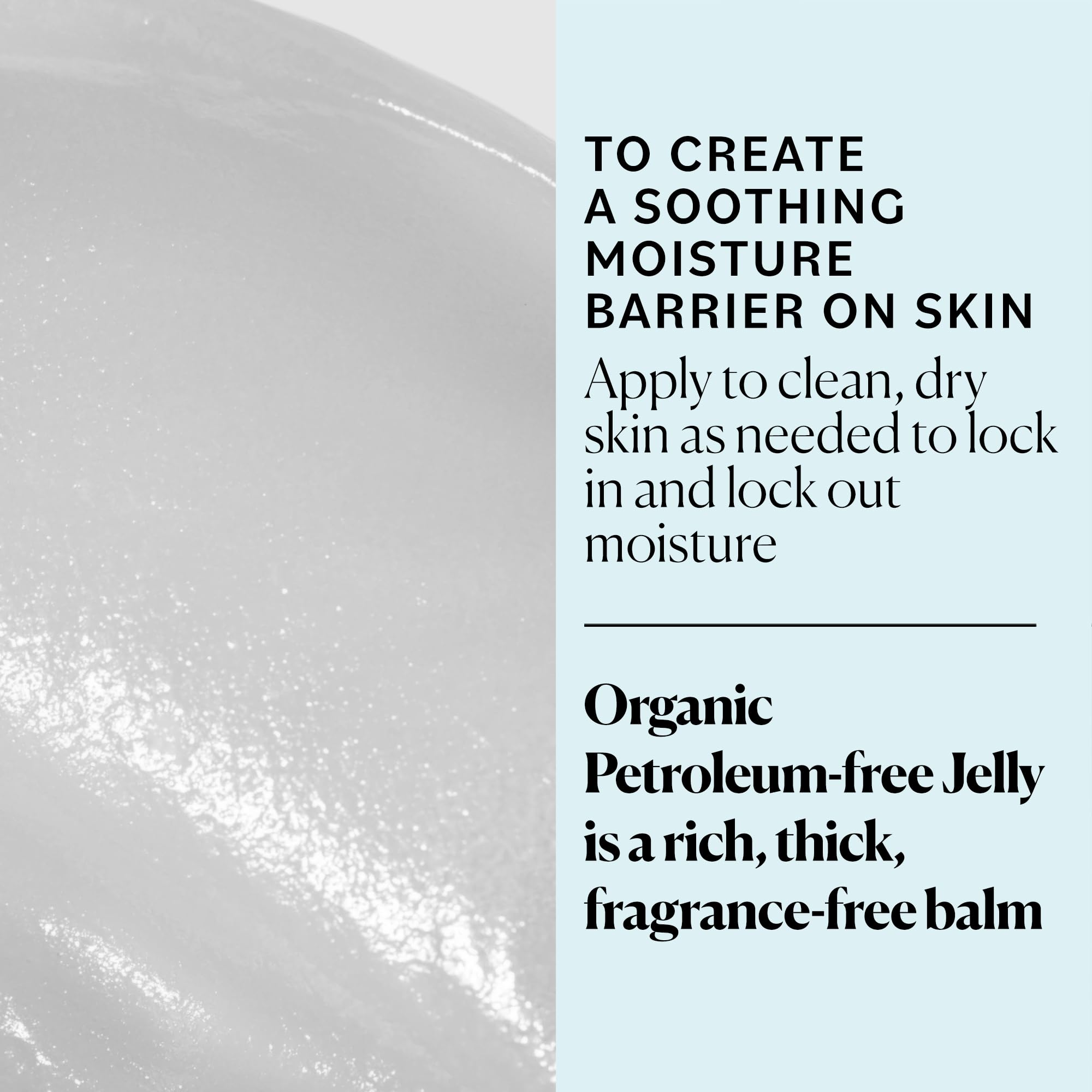 Sky Organics jelly texture swatch reveals smooth, spreadable balm for lips and skin.