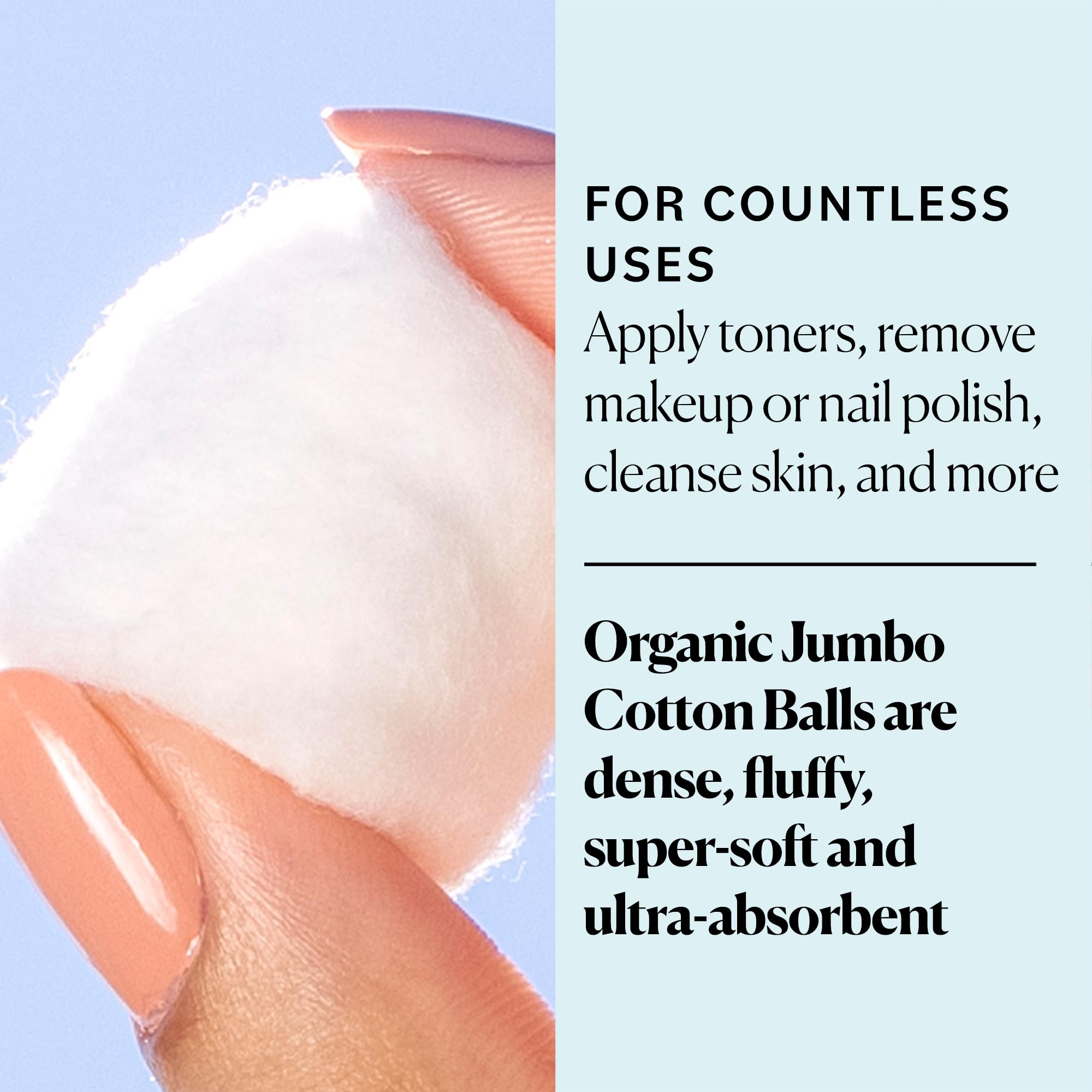 Sky Organics jumbo cotton balls arranged for delicate cleansing and skincare routines.