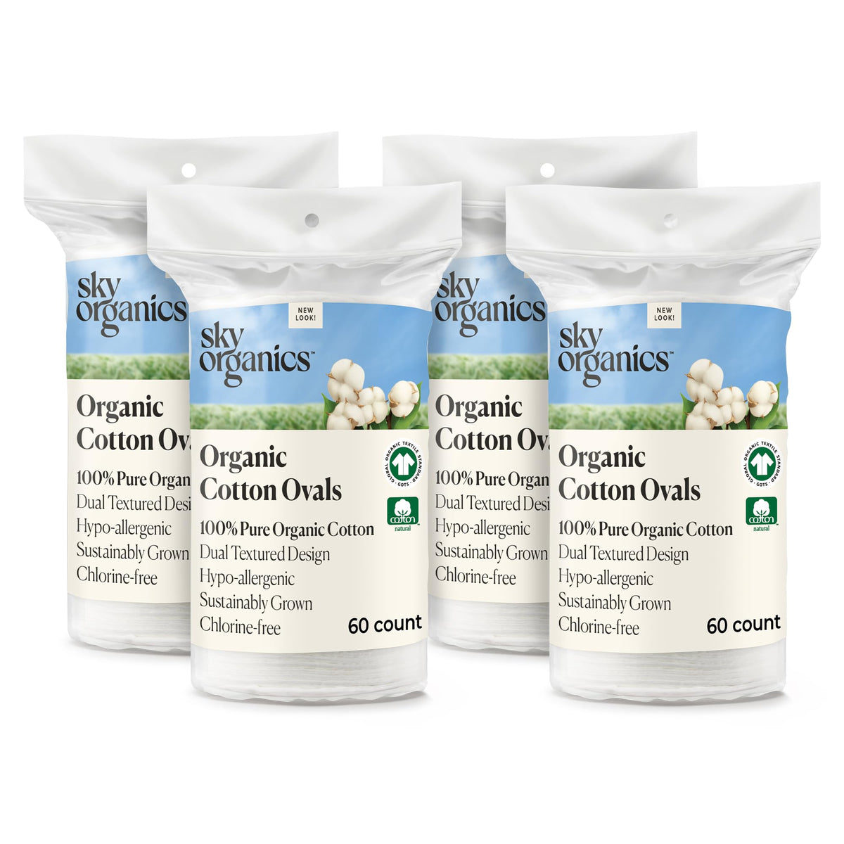 Sky Organics organic large oval cotton pads pack for clean beauty routines