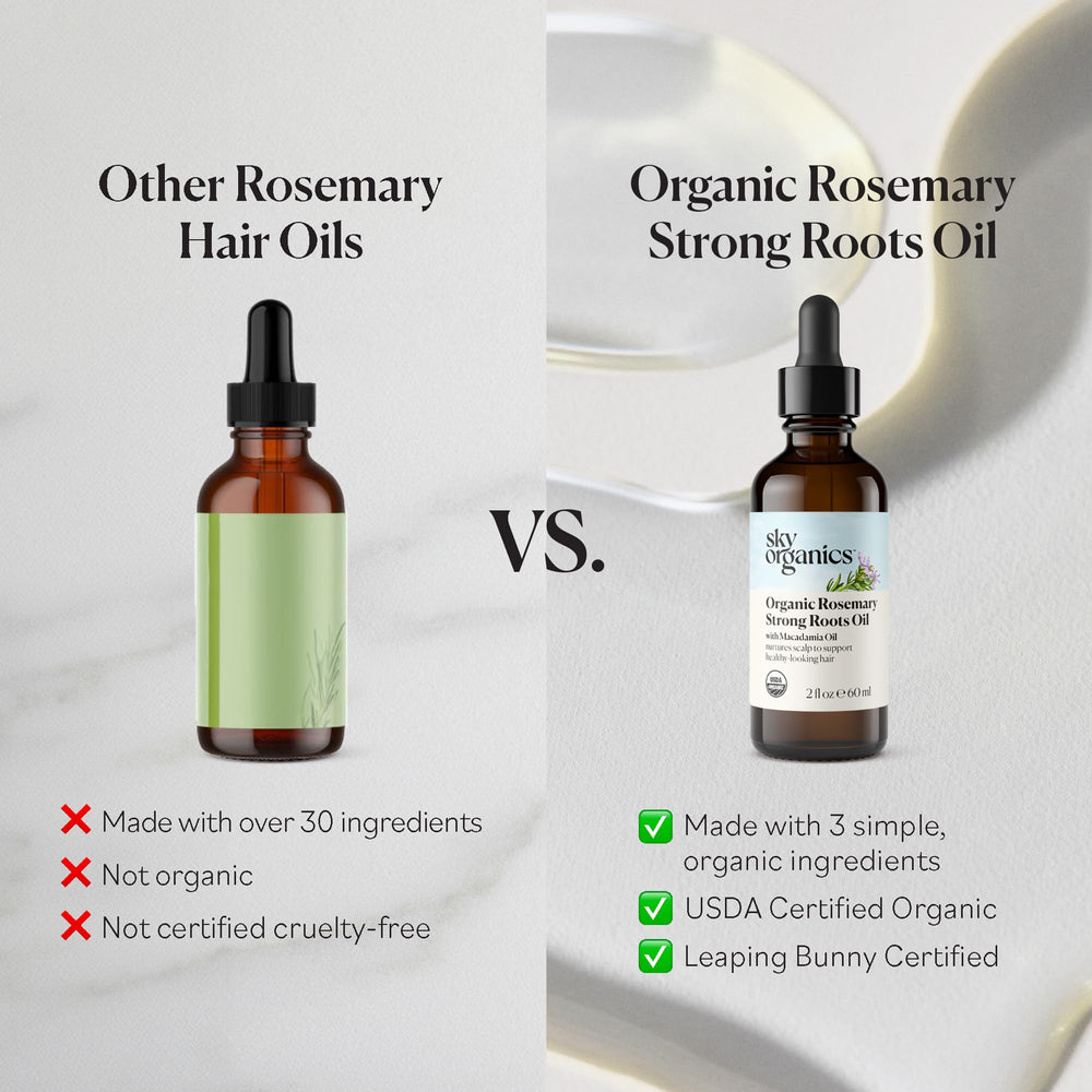 Scalp massage using Sky Organics rosemary oil as part of a nourishing routine