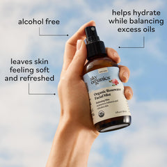 Sky Organics Rosewater close-up rose petals highlight natural fragrance and skin-refreshing aroma.