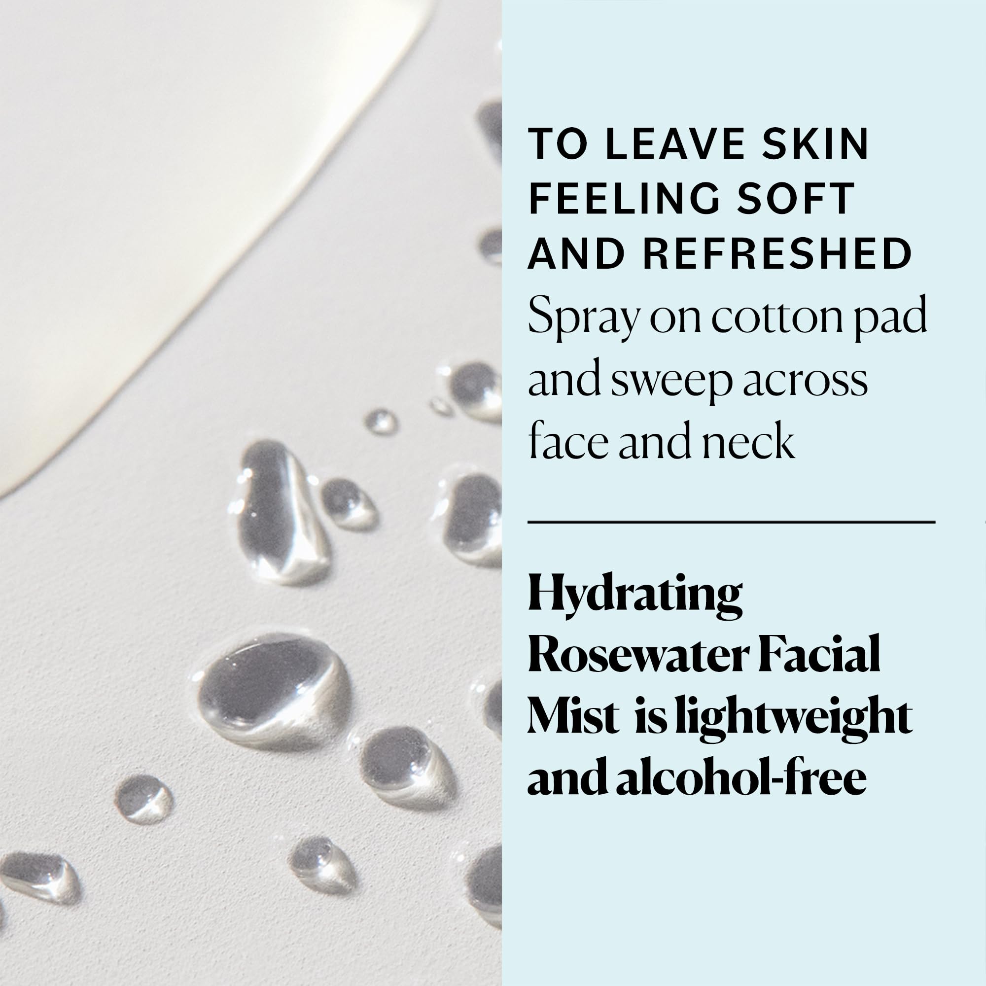 Sky Organics Rosewater Steam-Distilled label close-up emphasizes pure, alcohol-free hydration.