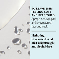 Sky Organics Rosewater Steam-Distilled label close-up emphasizes pure, alcohol-free hydration.