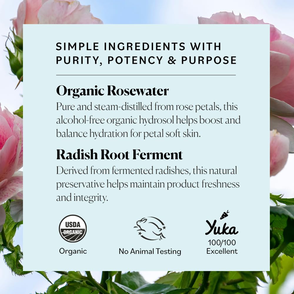 Sky Organics Rosewater vanity setup shows daily-use hydration during morning routine.