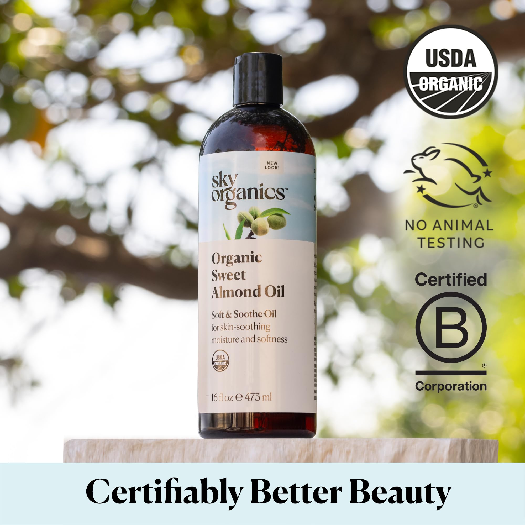 Sky Organics almond oil nourishes hair and cuticles in DIY beauty recipes.