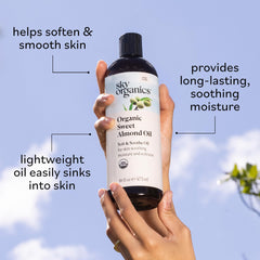 Sky Organics Sweet Almond Oil ingredients highlight hexane-free, cold-pressed purity.