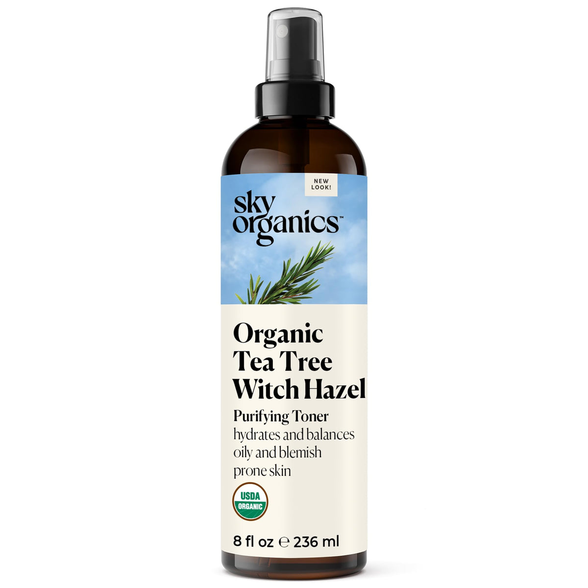 Sky Organics tea-tree-witch-hazel-toner-bottle purifies skin while balancing excess oil