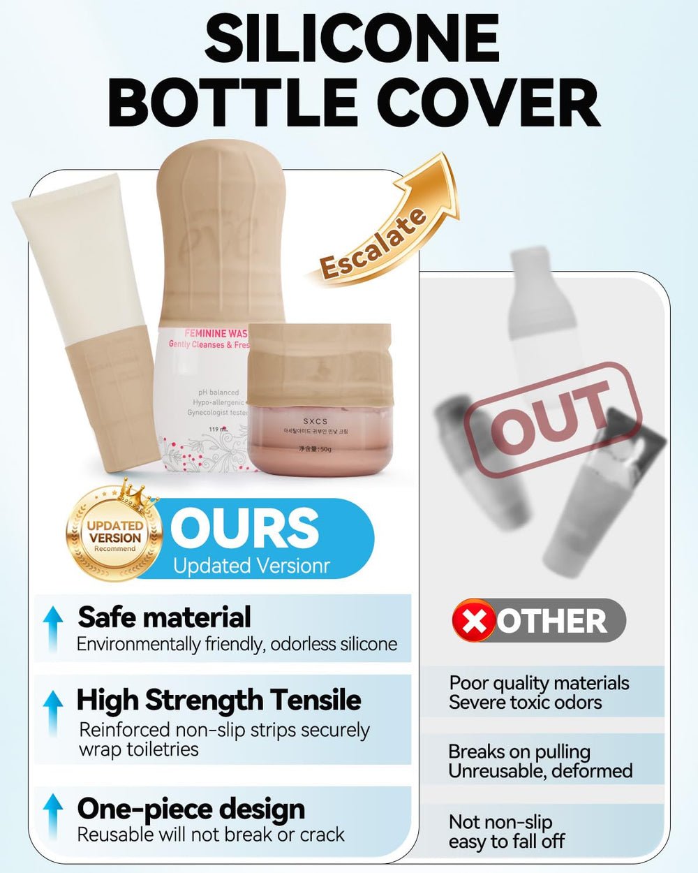 Skyconser silicone bottle cover Milk Pink keeps liquids safe on cruises and trips