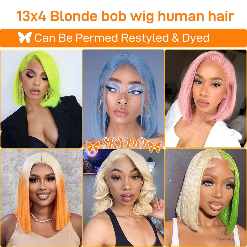 Skydo 613 blonde bob wig length 10-inch in view for versatile styling.