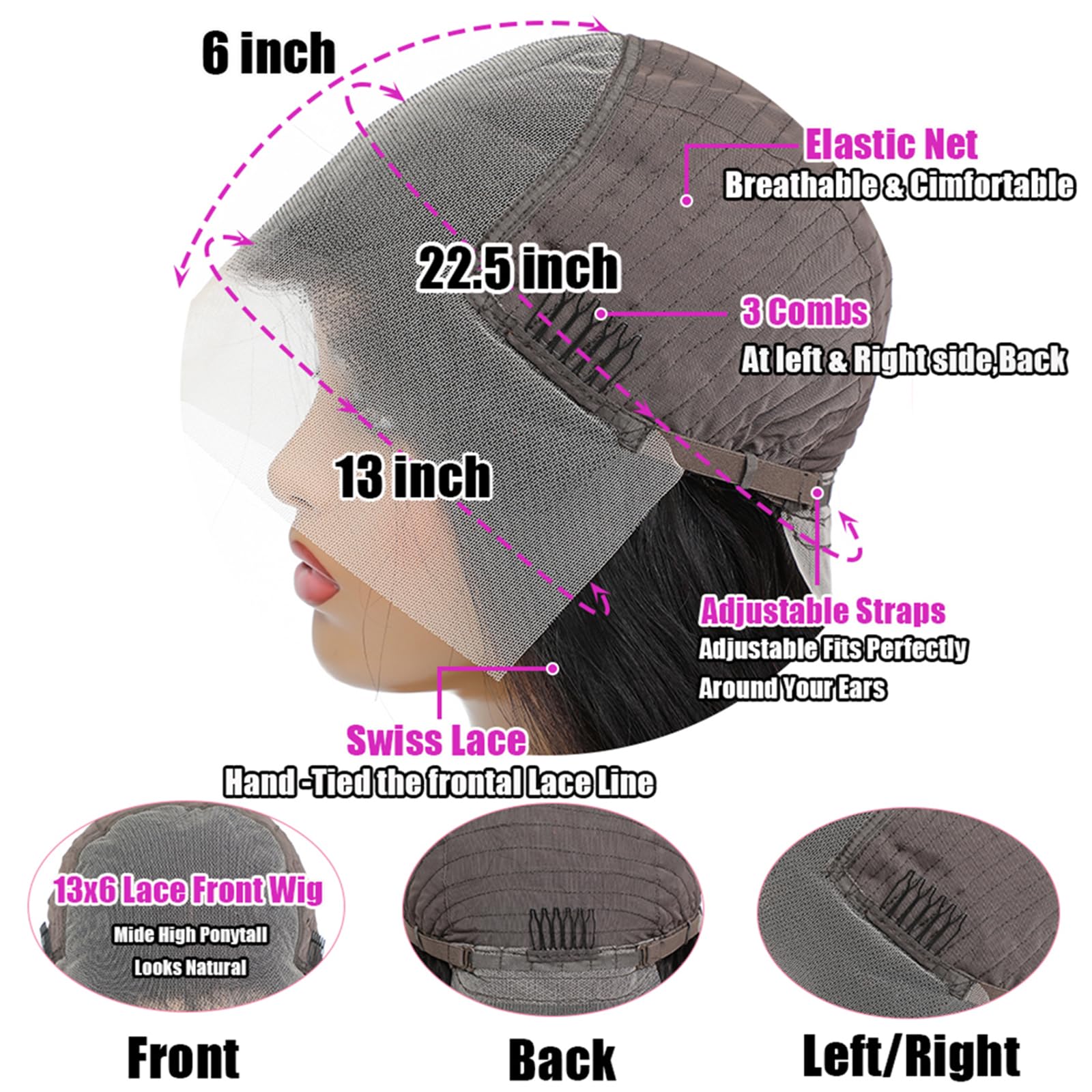 SkyGrow glueless Swiss lace detail allows comfortable, secure wear.