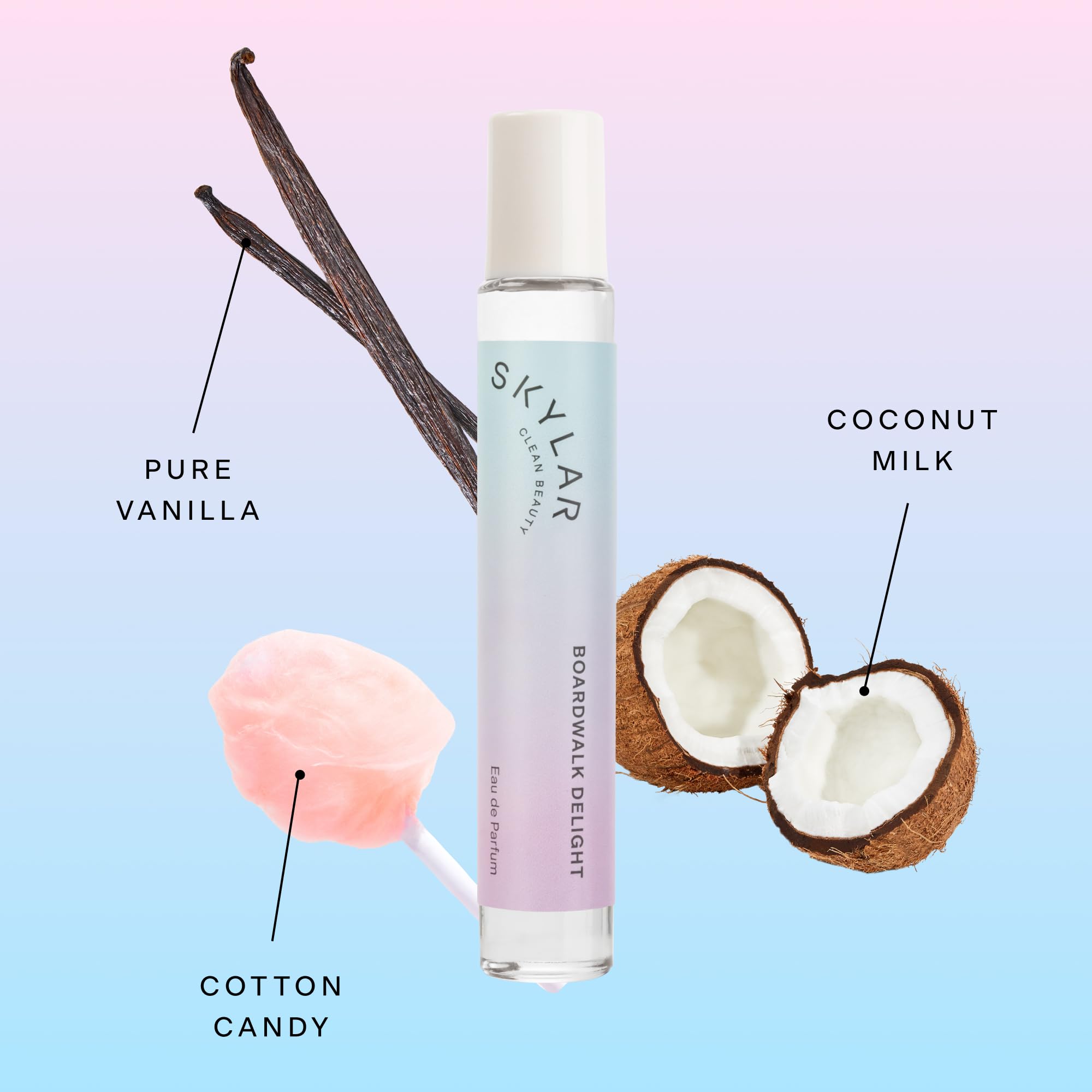 Skylar Boardwalk Delight cotton candy note for playful sweetness