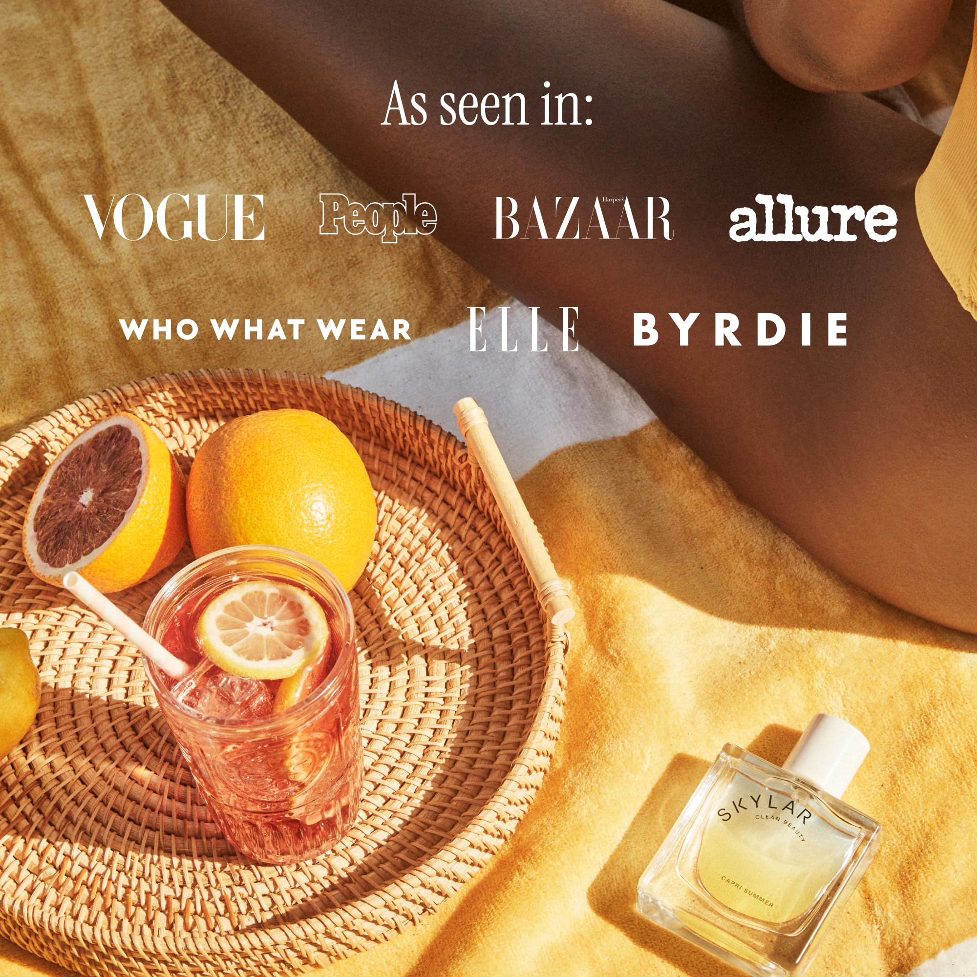 Skylar Capri Summer packaging image emphasizes cruelty-free hypoallergenic values for mindful shopping.