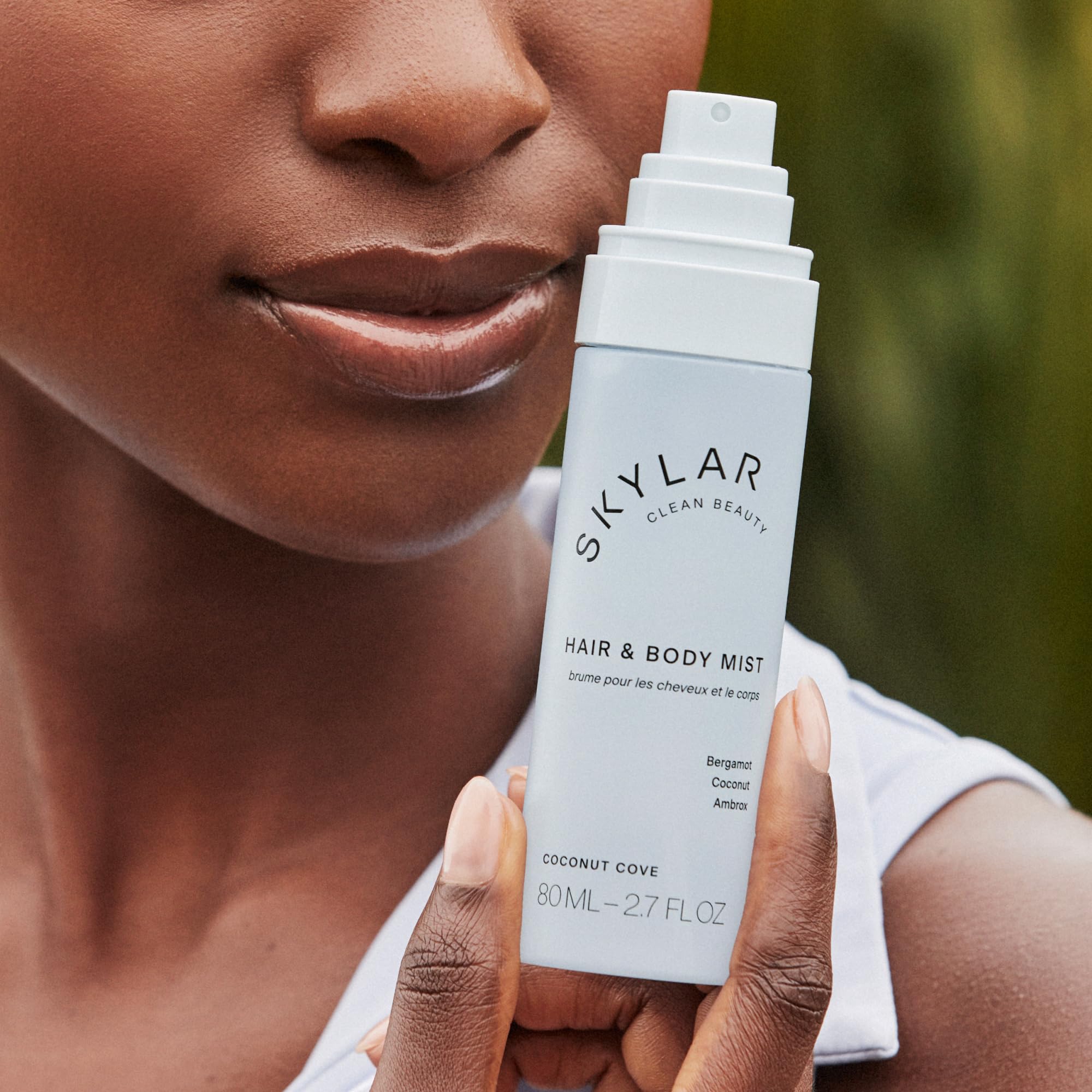 Skylar Coconut Cove Mist on fabric for a subtle fragrance refresh.