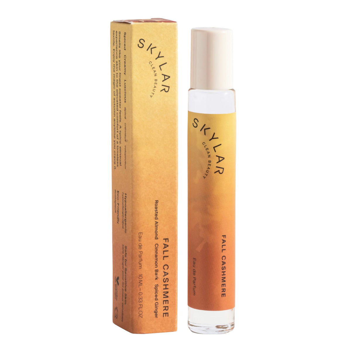 Skylar Fall Cashmere bottle close-up for sensitive-skin wear.