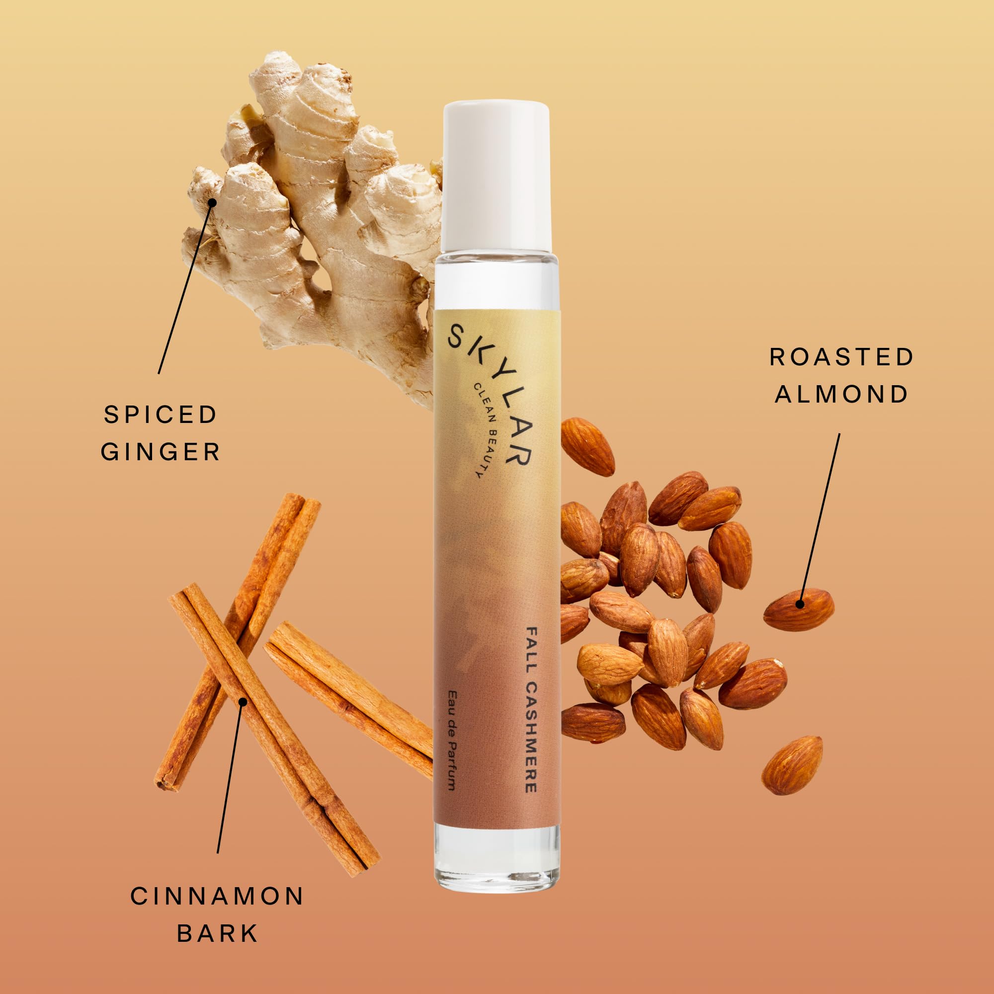 Skylar Fall Cashmere middle notes: cinnamon, clove, matcha depth.