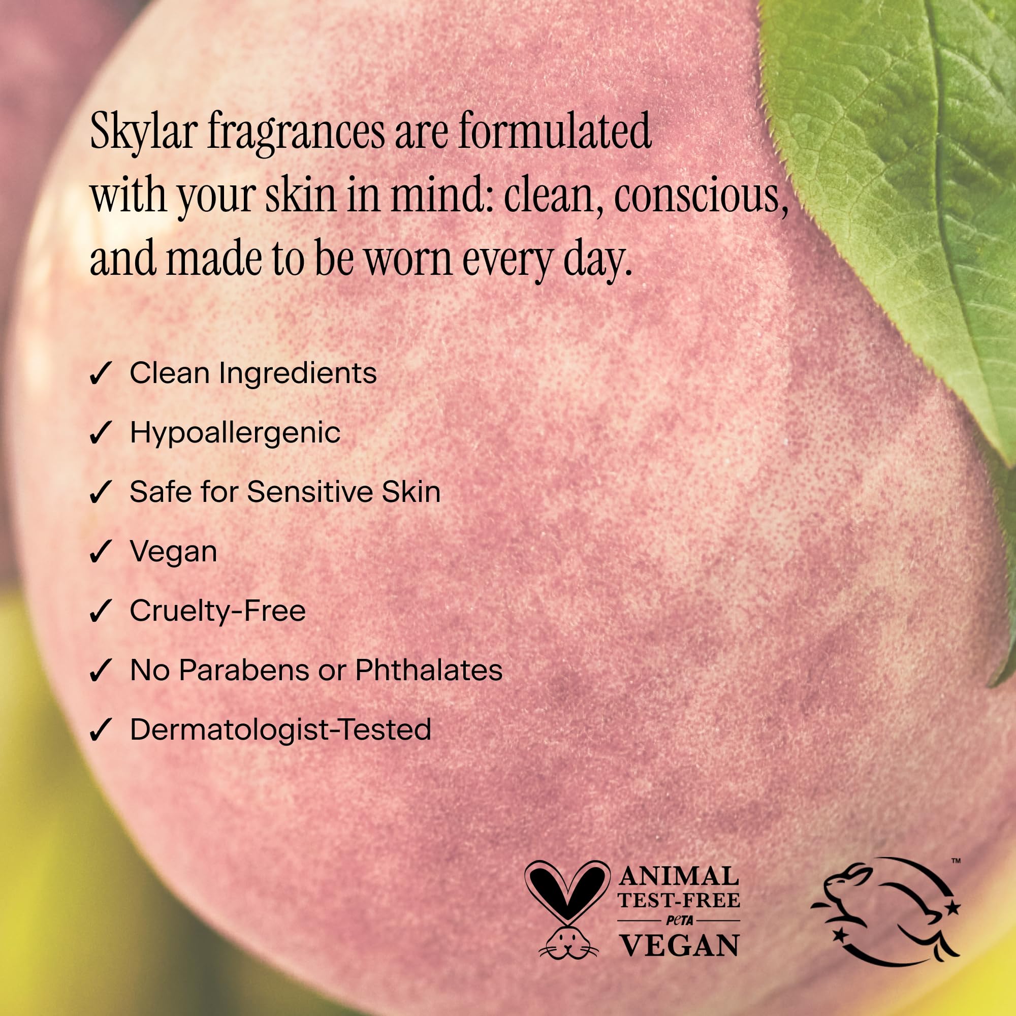 Skylar Peach Fields sunlit scene suggesting travel-friendly lightweight fragrance.