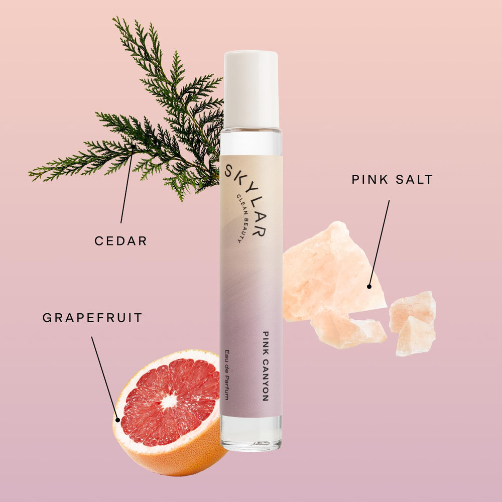 Skylar Pink Canyon EDP box packaging signals vegan, cruelty-free fragrance.
