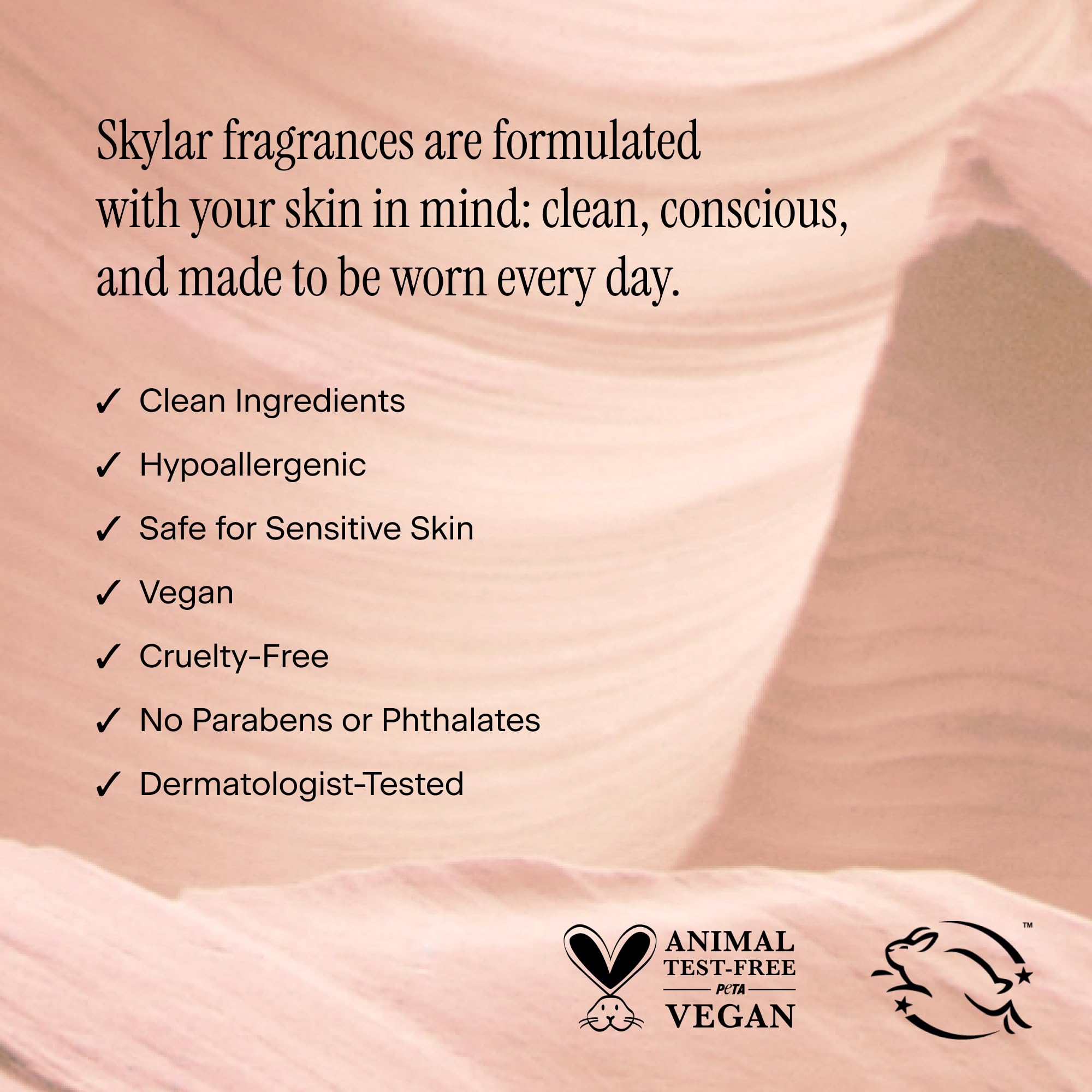 Skylar Pink Canyon EDP note close-up emphasizes cedar and pink salt grounding tones.