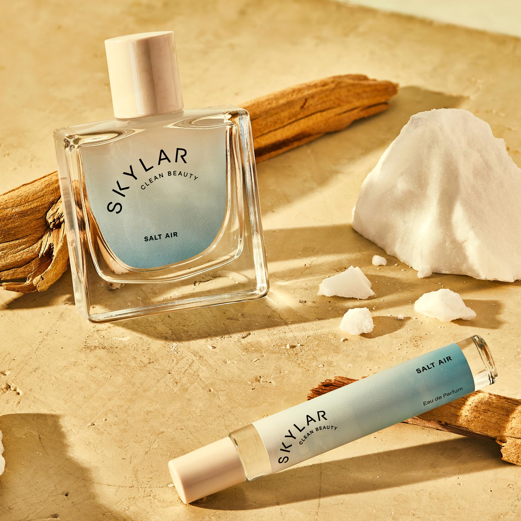 Skylar Salt Air packaging box communicates cruelty-free, clean ingredients and responsible fragrance.