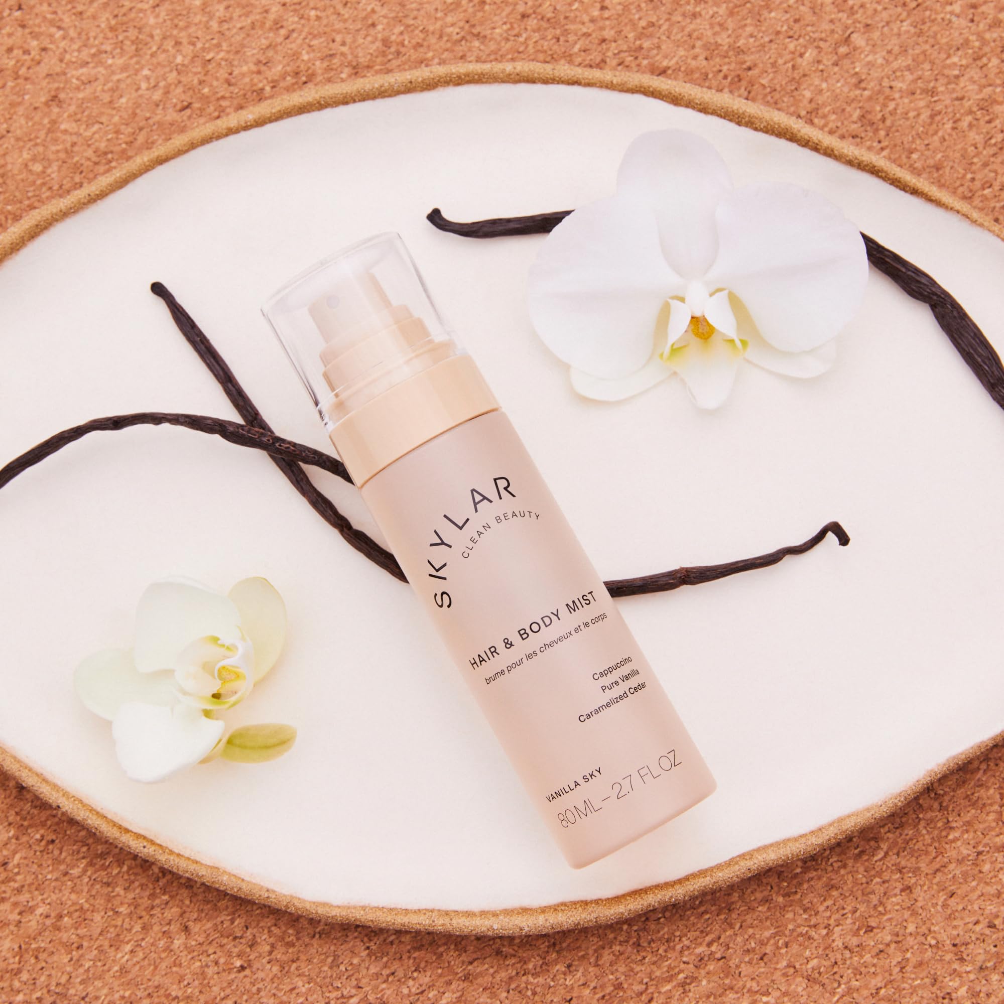 Skylar Vanilla Sky packaging box emphasizes clean, hypoallergenic formula and vegan cruelty-free stance.