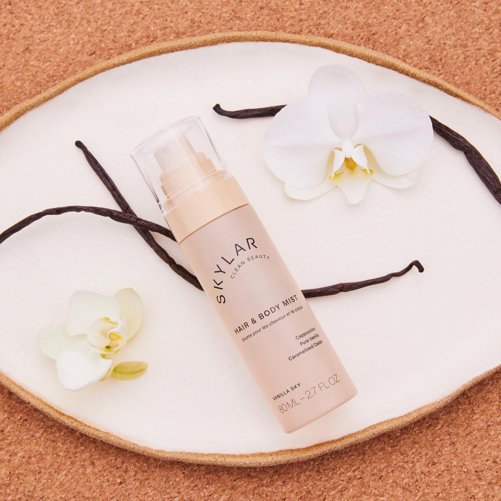 Skylar Vanilla Sky packaging box emphasizes clean, hypoallergenic formula and vegan cruelty-free stance.