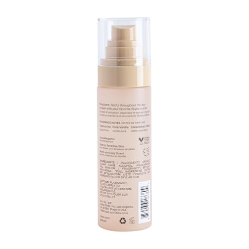 Skylar Vanilla Sky spritz application highlights portable refresh for on-the-go routines.