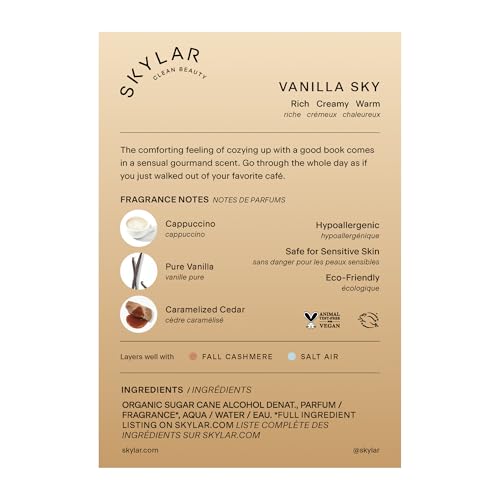 Skylar Vanilla Sky top notes reveal citrus and cappuccino aroma for uplifting moments