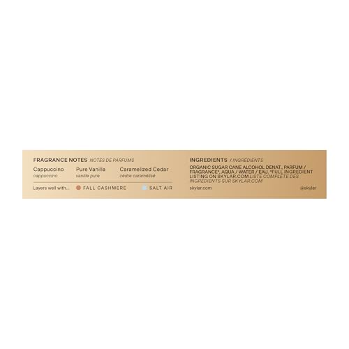 Skylar Vanilla Sky top notes with bergamot and cappuccino for refreshing opening