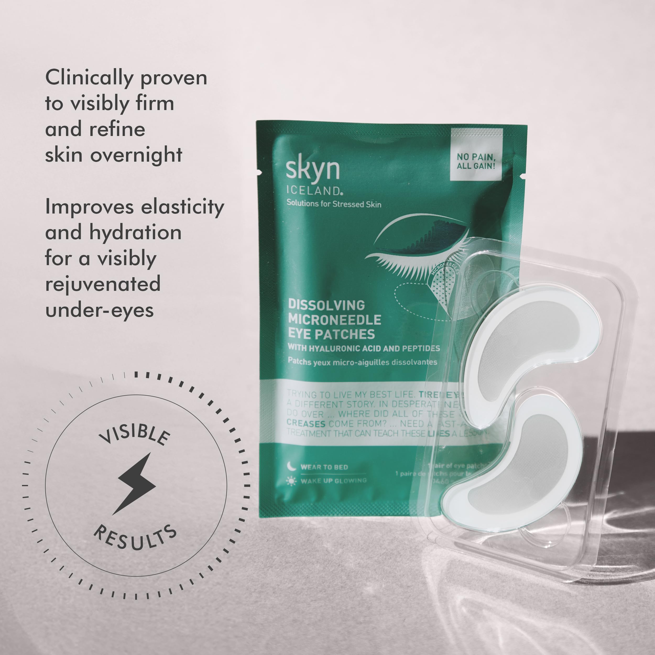 Skyn ICELAND eye patches worn on skin demonstrate comfortable contour fit
