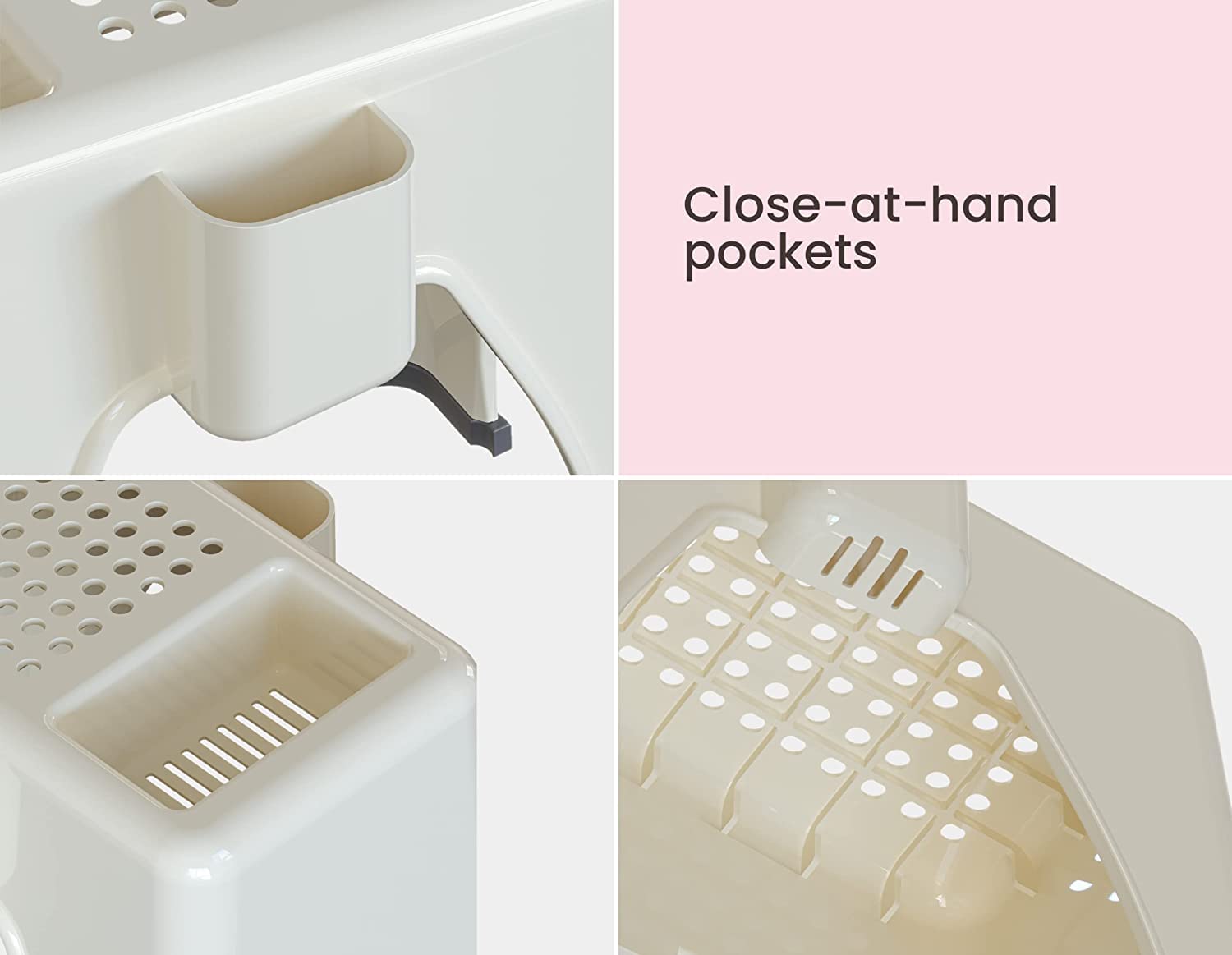 Skywin TidyFriend textured surface with drainage holes keeps items dry.
