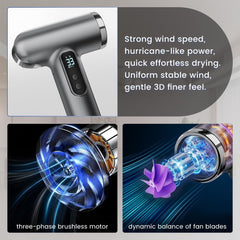 SL Nevnmoe cordless hair dryer with 3 wind speeds enables versatile drying.