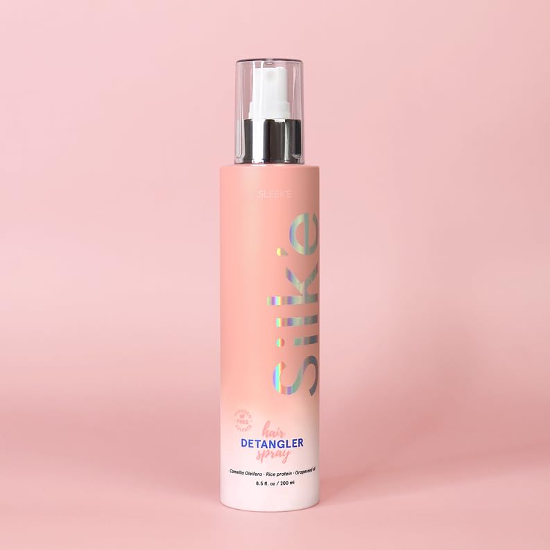 Silk'e Hair Detangler Spray during brushing for reduced pull and frizz control
