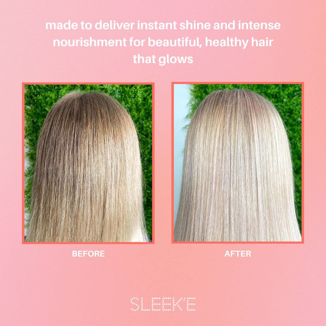 Sleek'e Silk'e Serum on heat-protected hair under styling tools.